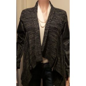 Rock & Republic Black Gray Marled Cardigan Medium